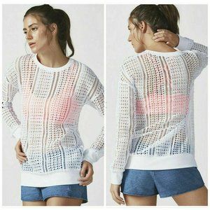 Fabletics White Sophie Open Mesh Weave Long Sleeve